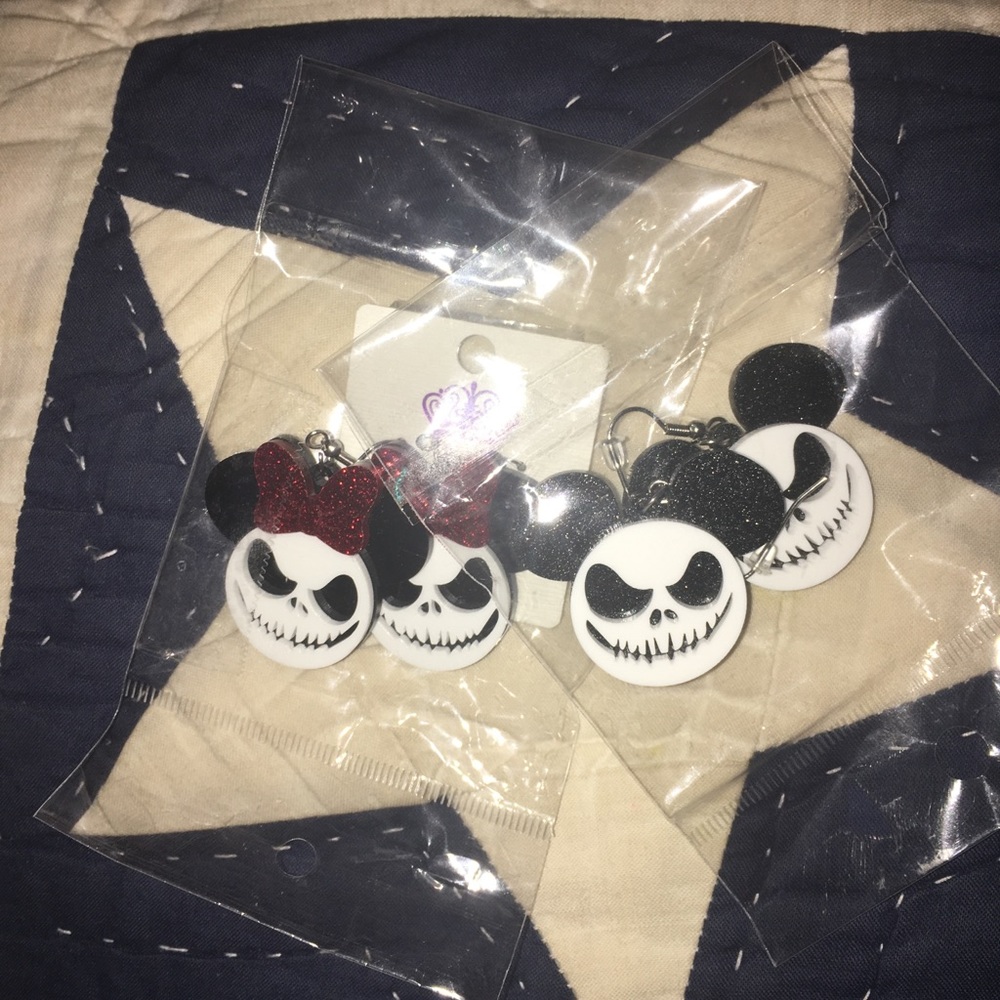 Nightmare before Christmas, Mickey & Minnie Earrings NWOT. 2 pair earrings